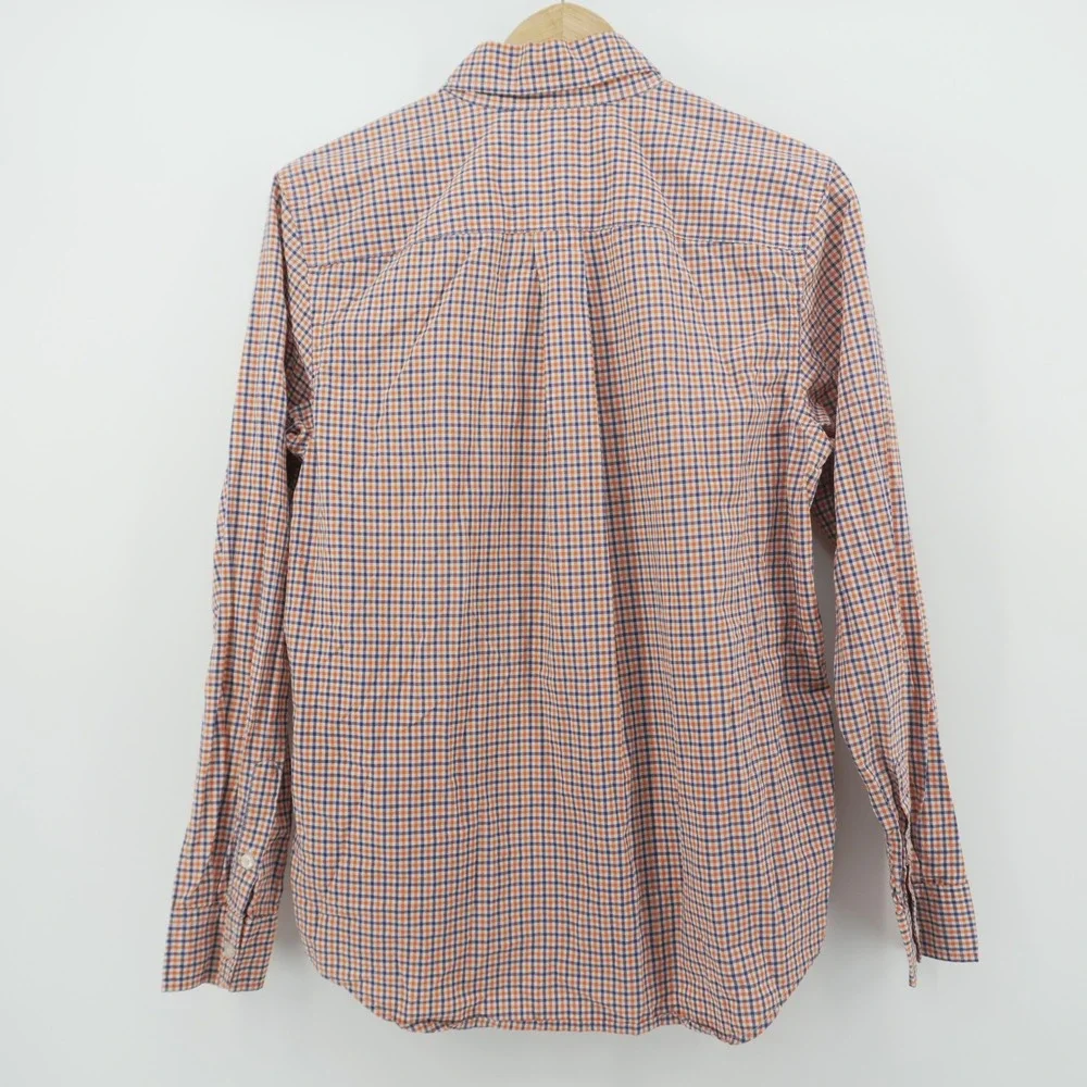 Ralph Lauren Button Down Shirt Boys XL 18-20 Orange Blue Gingham Check Cotton